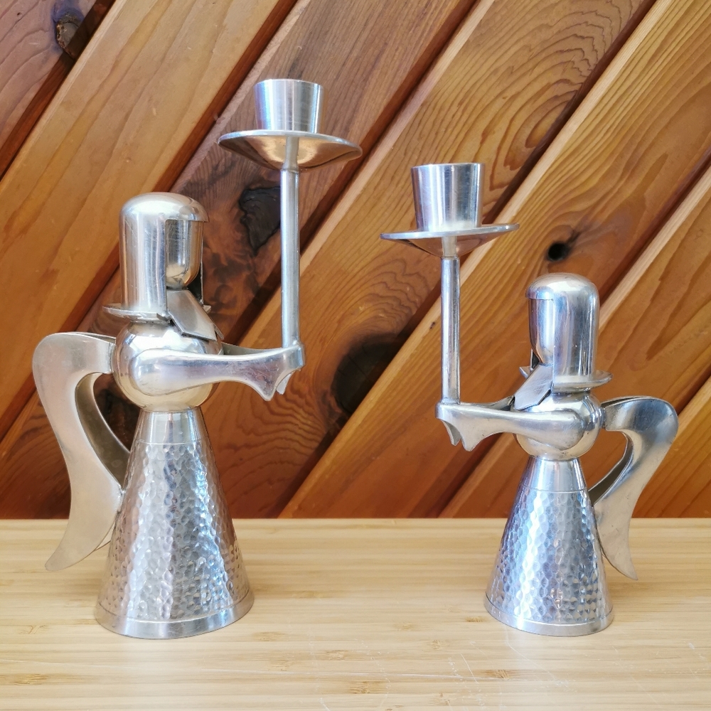 Vintage Set Of 2 Angel Candle Holders